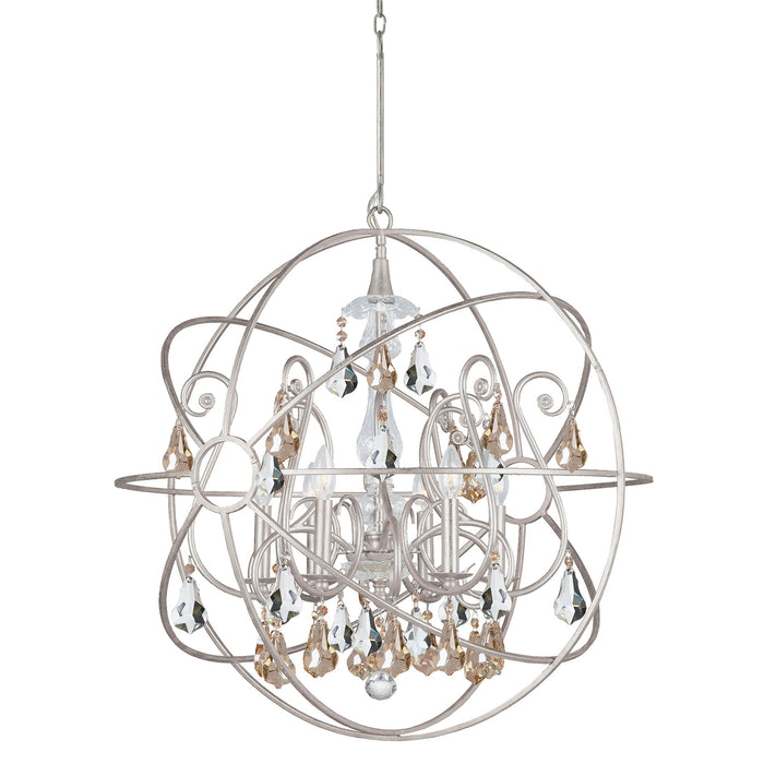 Crystorama 9028-OS-GS-MWP Six Light Chandelier, Olde Silver