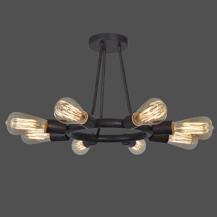 Crystorama 9043-CZ Eight Light Semi Flush Mount, Charcoal Bronze
