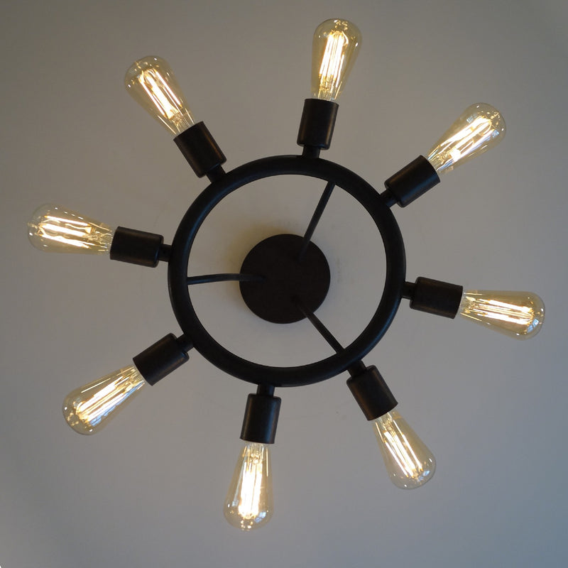 Crystorama 9043-CZ Eight Light Semi Flush Mount, Charcoal Bronze