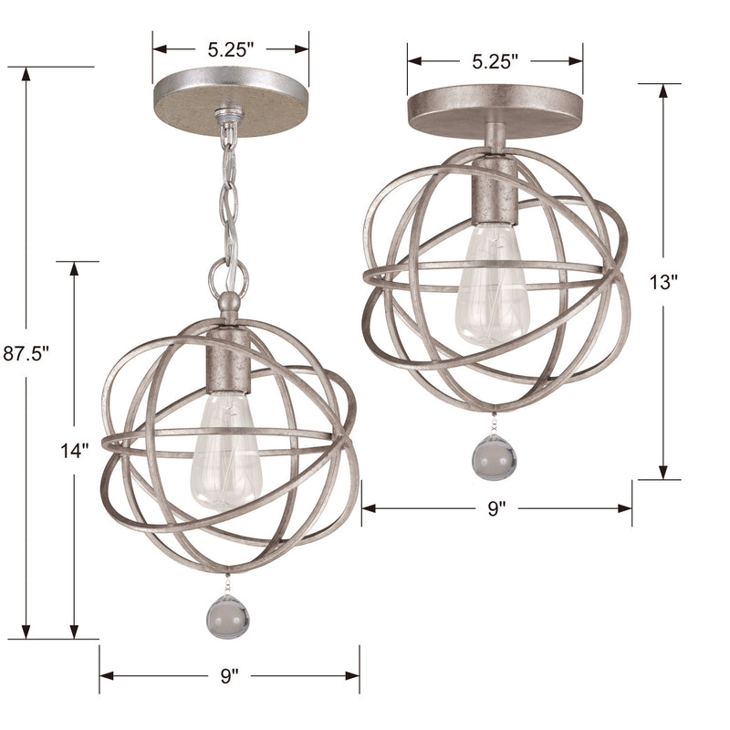 Crystorama 9220-OS_CEILING One Light Semi Flush Mount, Olde Silver