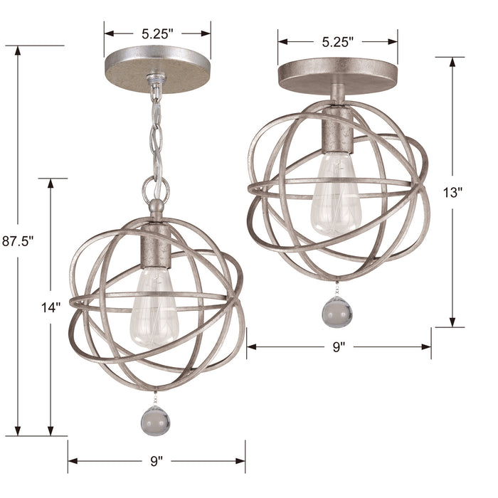 Crystorama 9220-OS_CEILING One Light Semi Flush Mount, Olde Silver