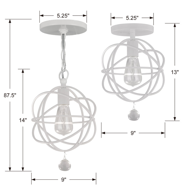 Crystorama 9220-WW_CEILING One Light Semi Flush Mount, Wet White