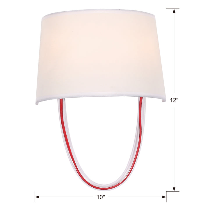 Crystorama 9902-RD-CL Two Light Wall Sconce, Polished Chrome + Red Cord