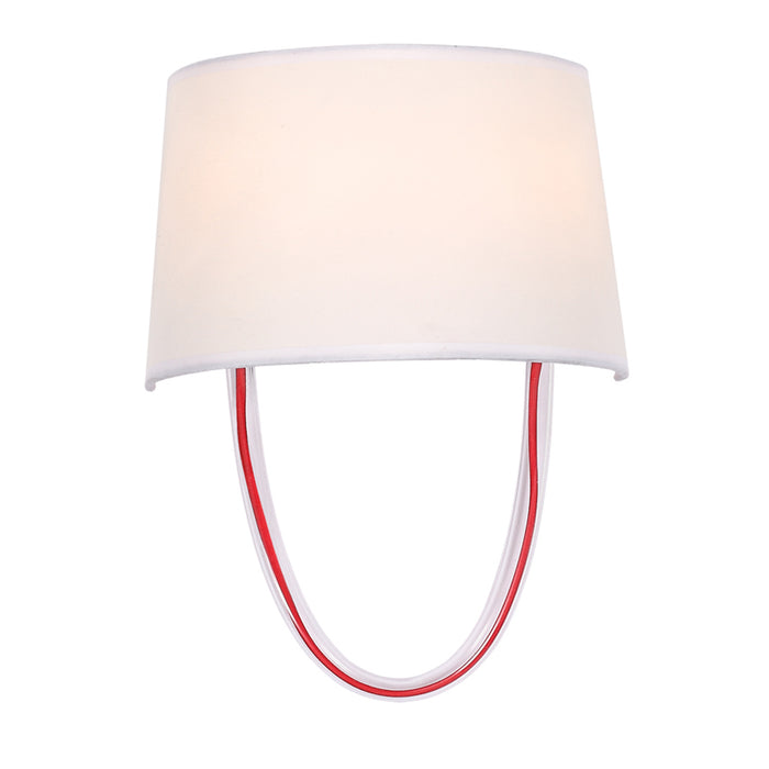 Crystorama 9902-RD-CL Two Light Wall Sconce, Polished Chrome + Red Cord