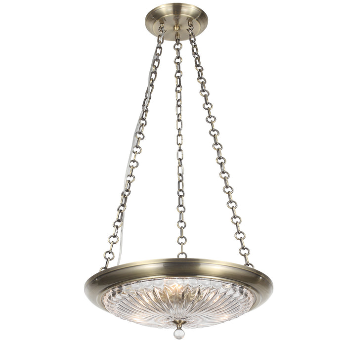 Crystorama 9943-AB Three Light Mini Chandelier, Antique Brass