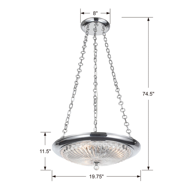 Crystorama 9943-CH Three Light Mini Chandelier, Polished Chrome