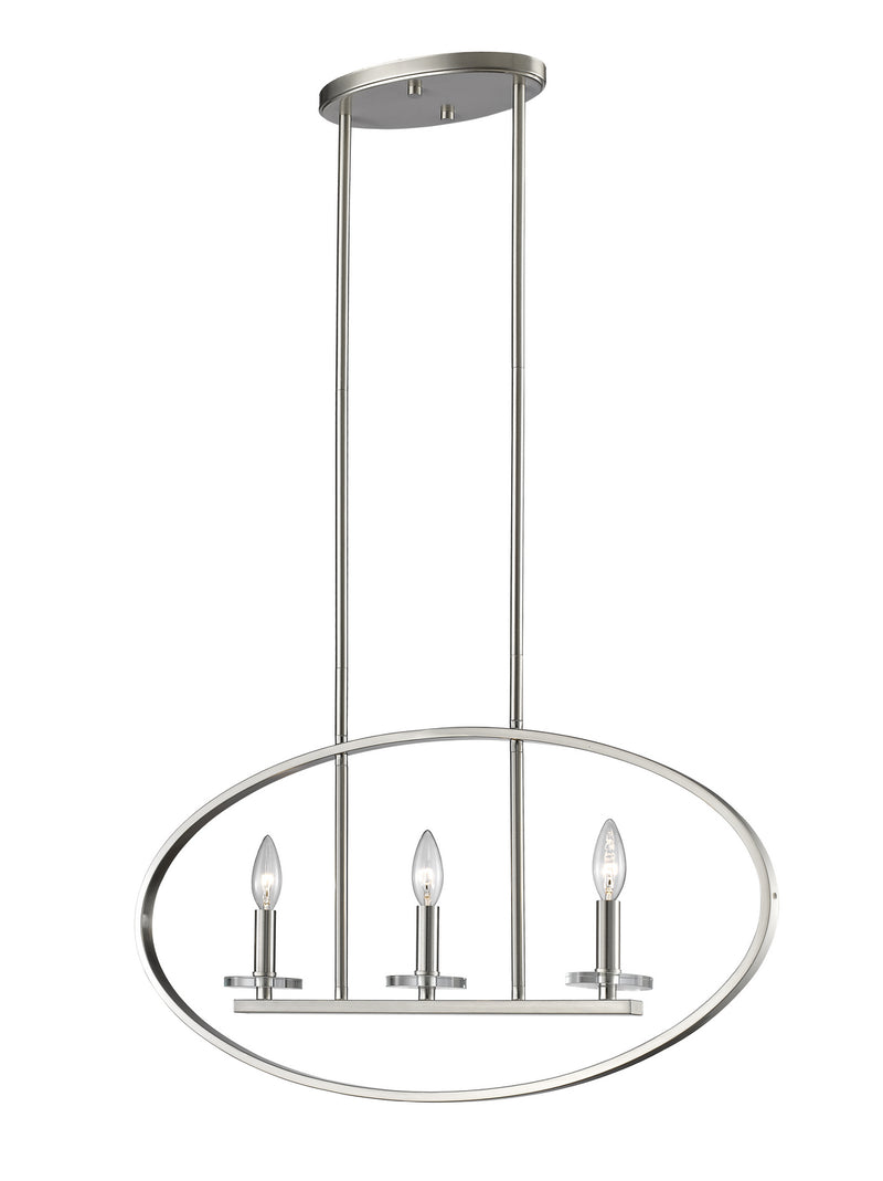 Z-Lite 2010-3L-BN Three Light Linear Chandelier, Brushed Nickel