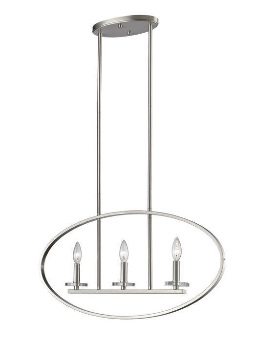 Z-Lite 2010-3L-BN Three Light Linear Chandelier, Brushed Nickel