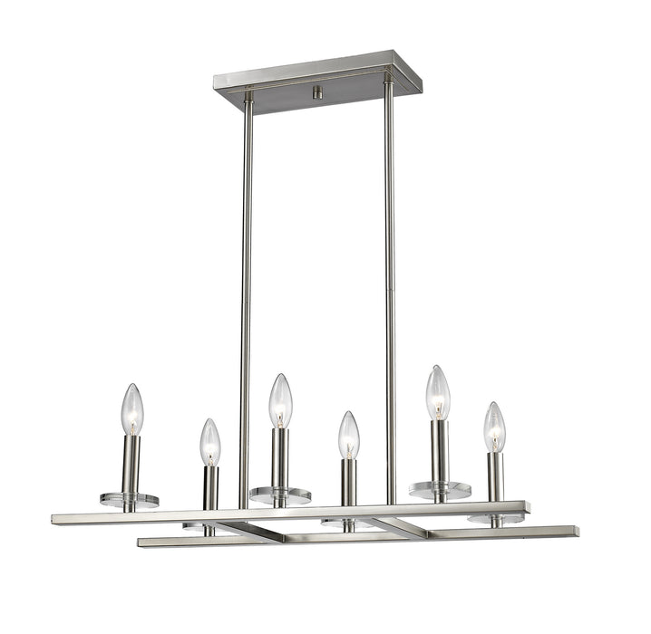 Z-Lite 2010-6L-BN Six Light Linear Chandelier, Brushed Nickel