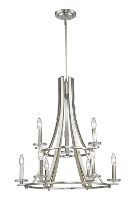 Z-Lite 2010-9BN Nine Light Chandelier, Brushed Nickel