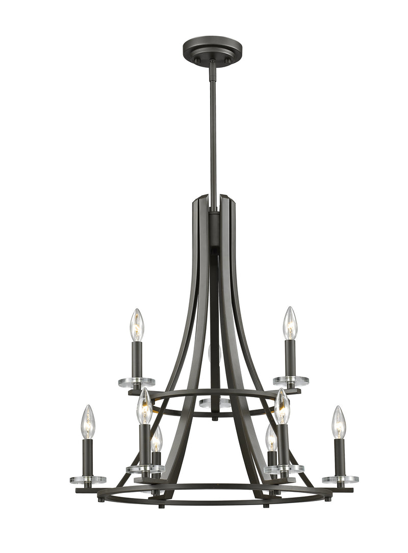 Z-Lite 2010-9BRZ Nine Light Chandelier, Bronze