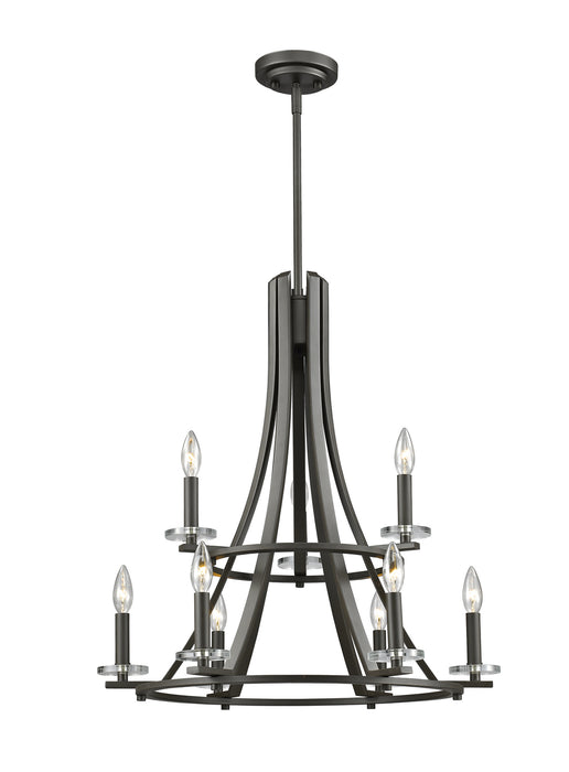 Z-Lite 2010-9BRZ Nine Light Chandelier, Bronze