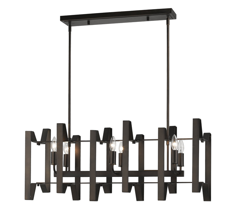 Z-Lite 4000-34BRZ Six Light Linear Chandelier, Bronze