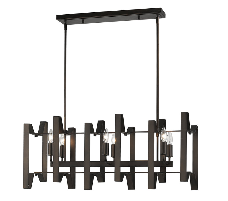 Z-Lite 4000-34BRZ Six Light Linear Chandelier, Bronze