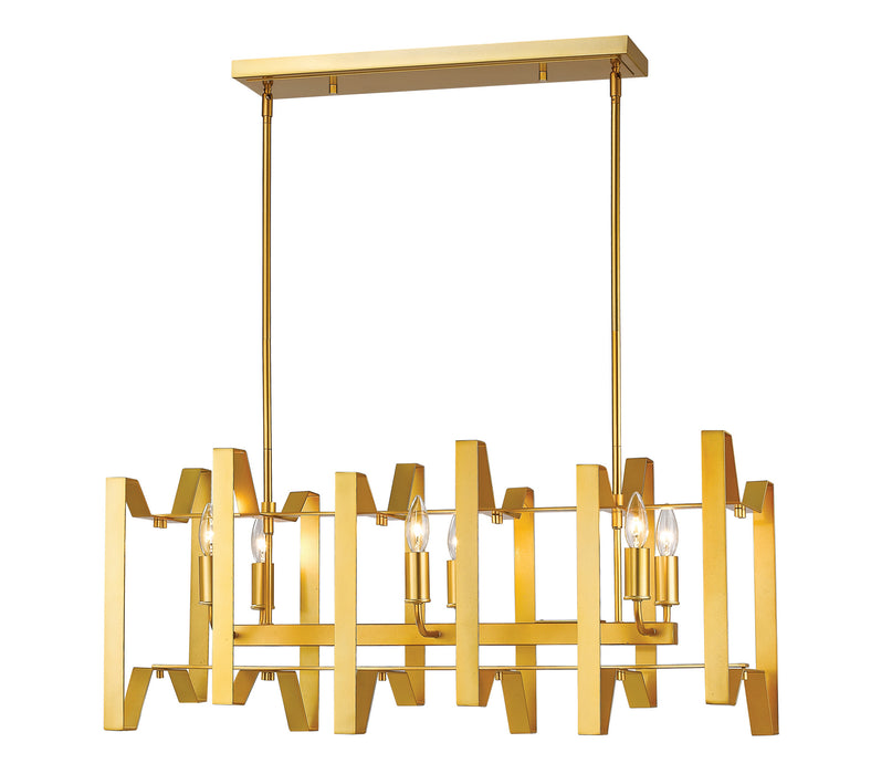 Z-Lite 4000-34PMG Six Light Linear Chandelier, Polished Metallic Gold