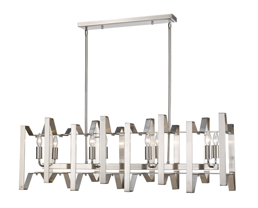 Z-Lite 4000-44BN Eight Light Linear Chandelier, Brushed Nickel
