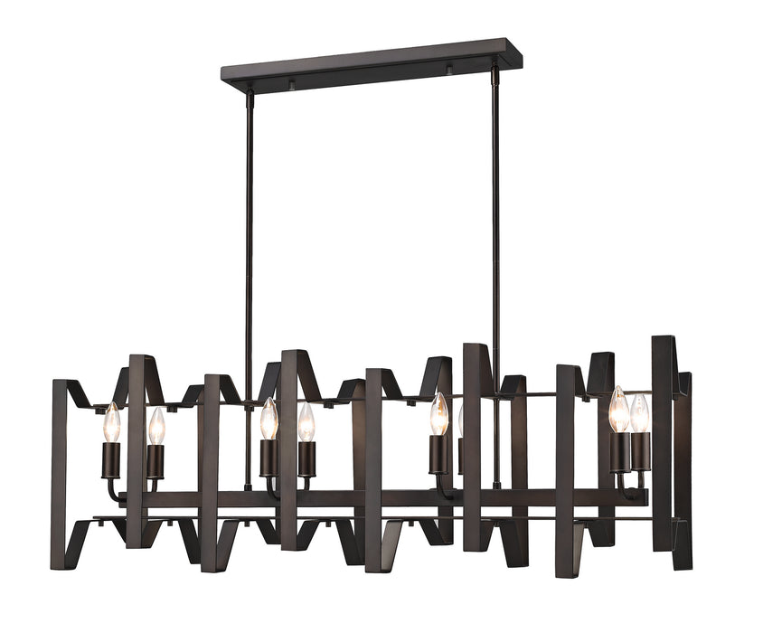 Z-Lite 4000-44BRZ Eight Light Linear Chandelier, Bronze