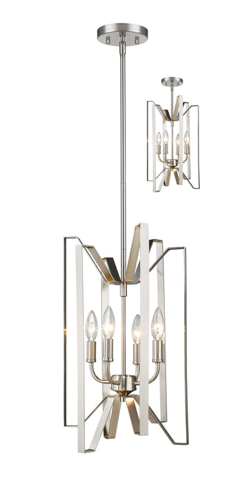 Z-Lite 4000-4BN Four Light Chandelier, Brushed Nickel
