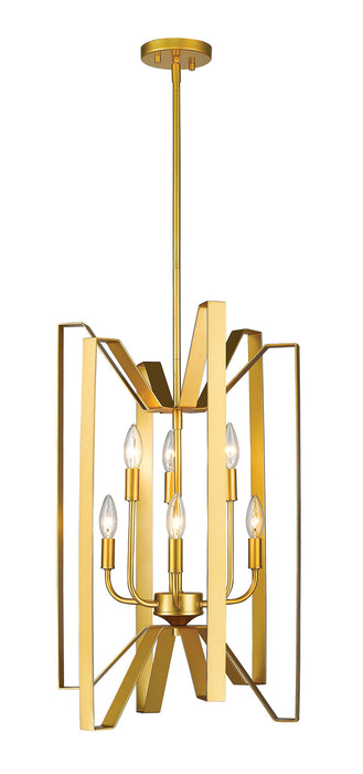 Z-Lite 4000-6PMG Six Light Chandelier, Polished Metallic Gold
