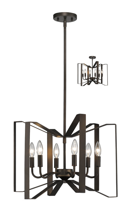 Z-Lite 4000P-BRZ Six Light Chandelier, Bronze