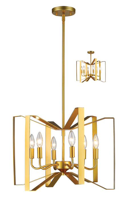 Z-Lite 4000P-PMG Six Light Chandelier, Polished Metallic Gold