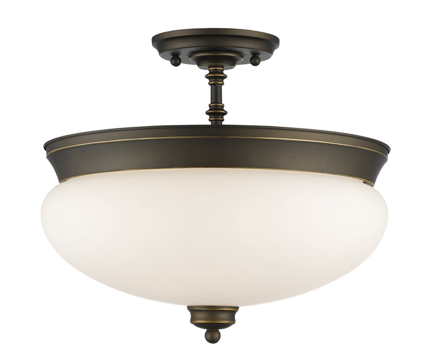 Z-Lite 721SF-OB Three Light Semi Flush Mount, Olde Bronze