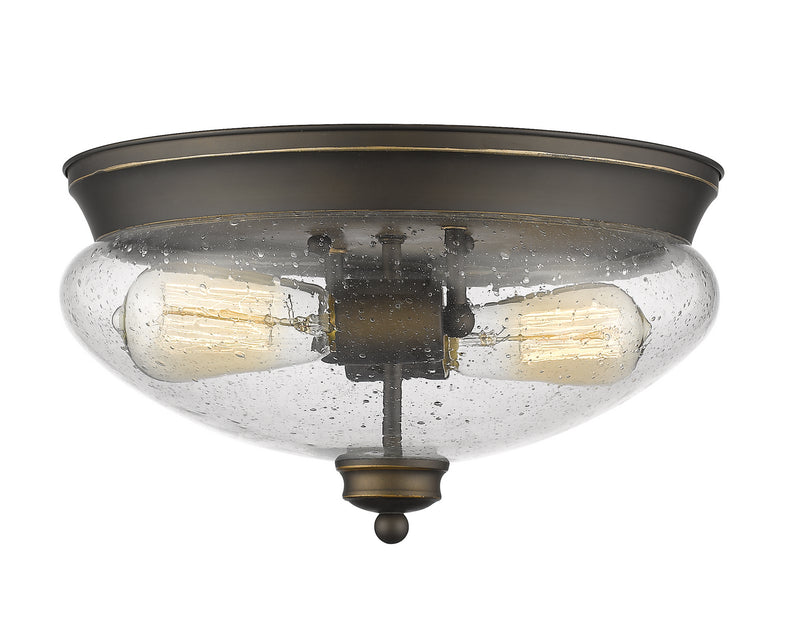 Z-Lite 722F2-OB Two Light Flush Mount, Olde Bronze