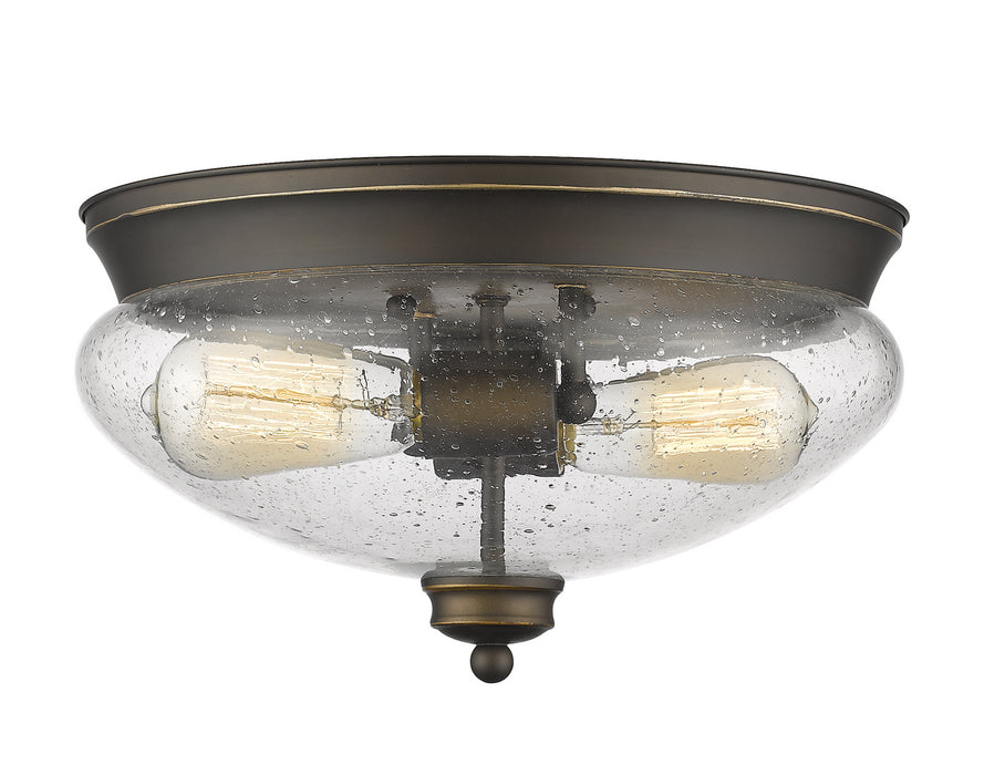 Z-Lite 722F2-OB Two Light Flush Mount, Olde Bronze