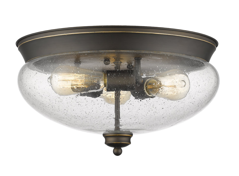 Z-Lite 722F3-OB Three Light Flush Mount, Olde Bronze
