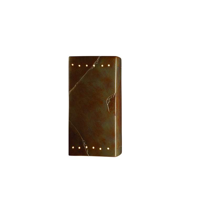 Justice Designs CER-0965W-SLTR-LED1-1000 LED Lantern, Tierra Red Slate