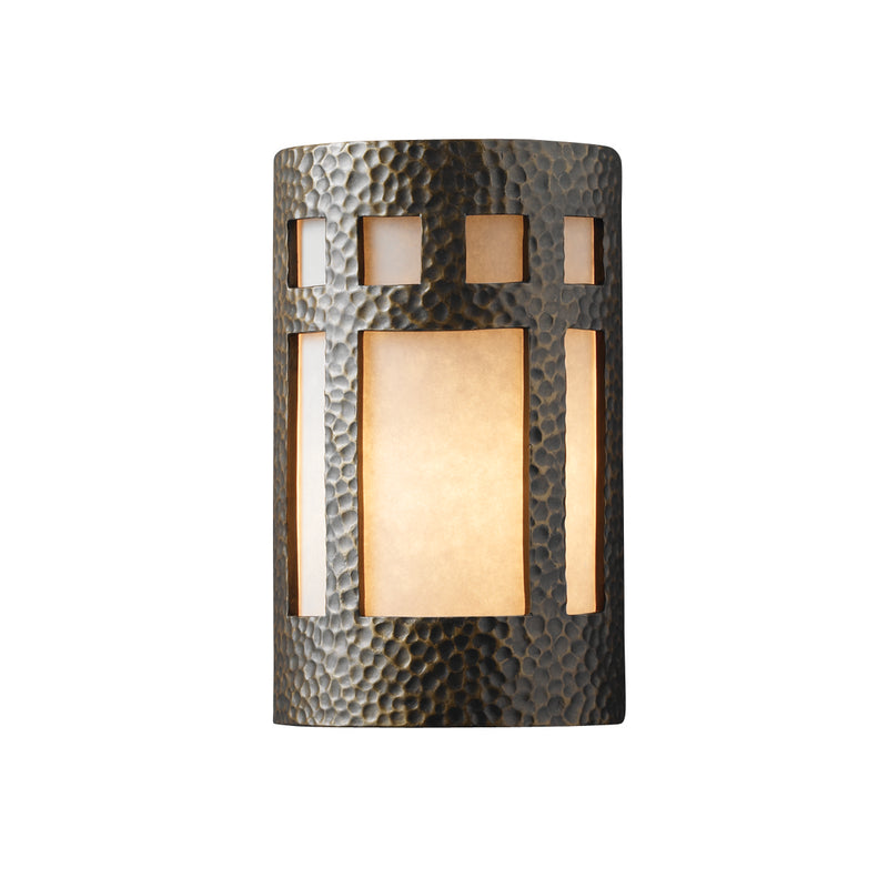 Justice Designs CER-5340W-HMBR-LED1-1000 LED Wall Sconce, Hammered Brass