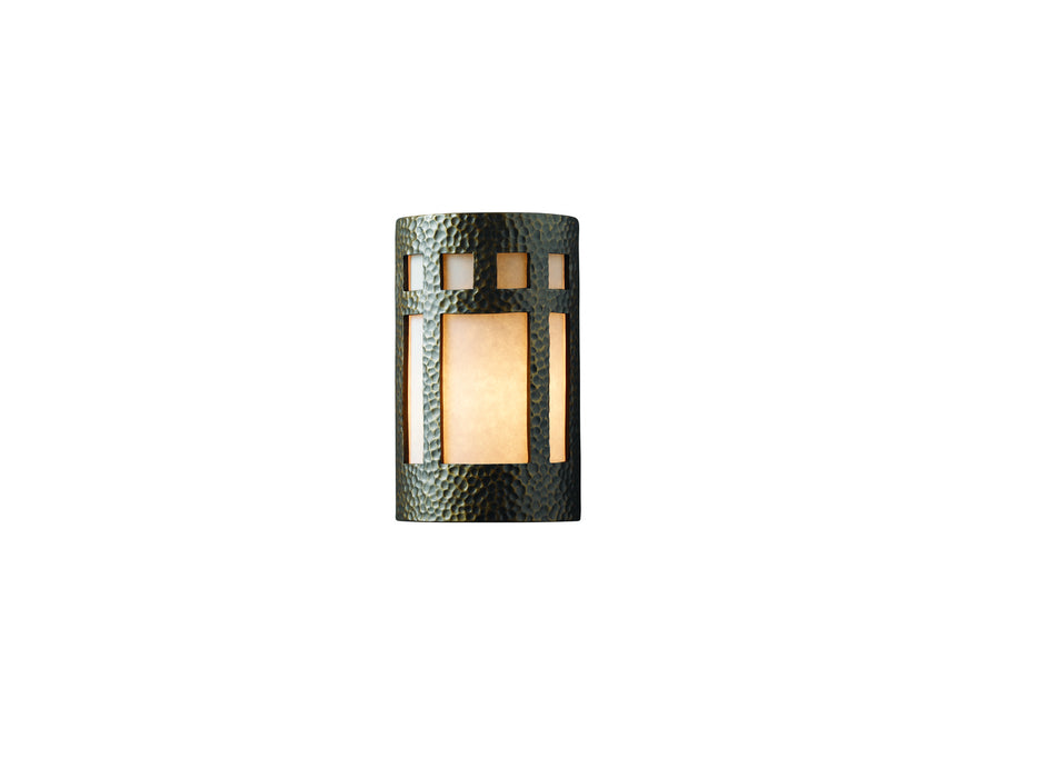 Justice Designs CER-7355W-HMBR-LED1-1000 LED Lantern, Hammered Brass