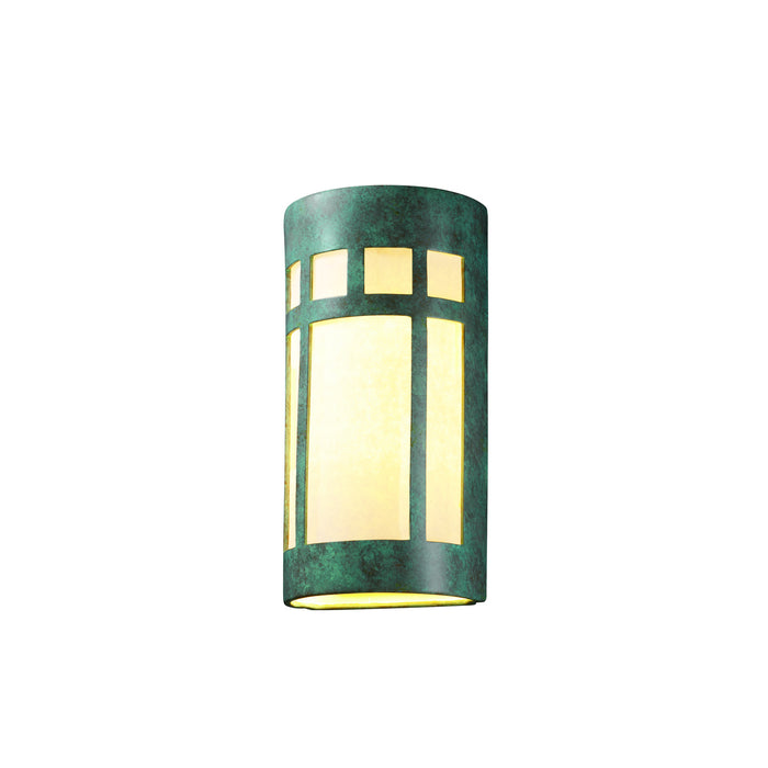 Justice Designs CER-7357W-PATV-LED1-1000 LED Lantern, Verde Patina
