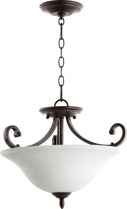 Quorum 2854-18186 Three Light Dual Mount, Oiled Bronze w/ Satin Opal