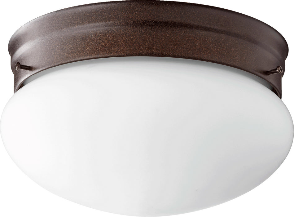 Quorum 3023-8-86 Two Light Ceiling Mount, Oiled Bronze w/ Satin Opal