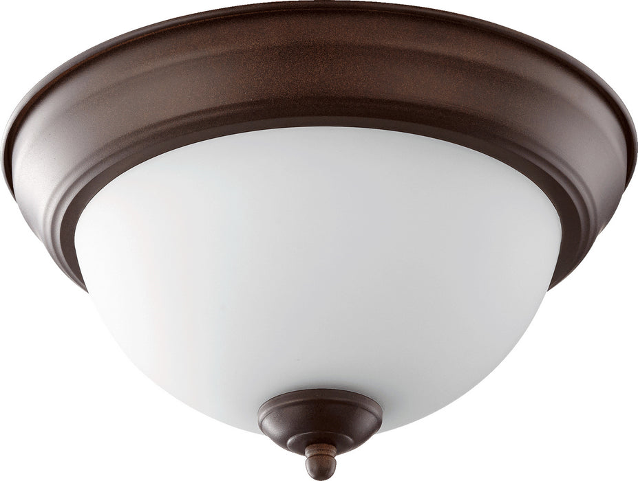 Quorum 3063-11-86 Two Light Ceiling Mount, Oiled Bronze w/ Satin Opal