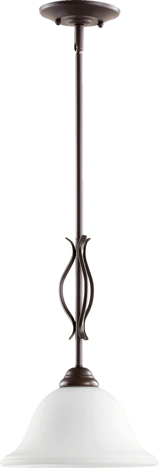 Quorum 3110-186 One Light Pendant, Oiled Bronze w/ Satin Opal