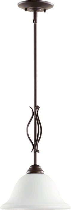 Quorum 3110-186 One Light Pendant, Oiled Bronze w/ Satin Opal