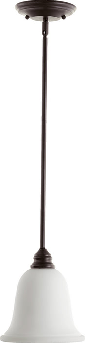 Quorum 3154-186 One Light Pendant, Oiled Bronze w/ Satin Opal