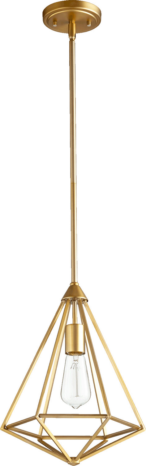 Quorum 3311-80 One Light Pendant, Aged Brass