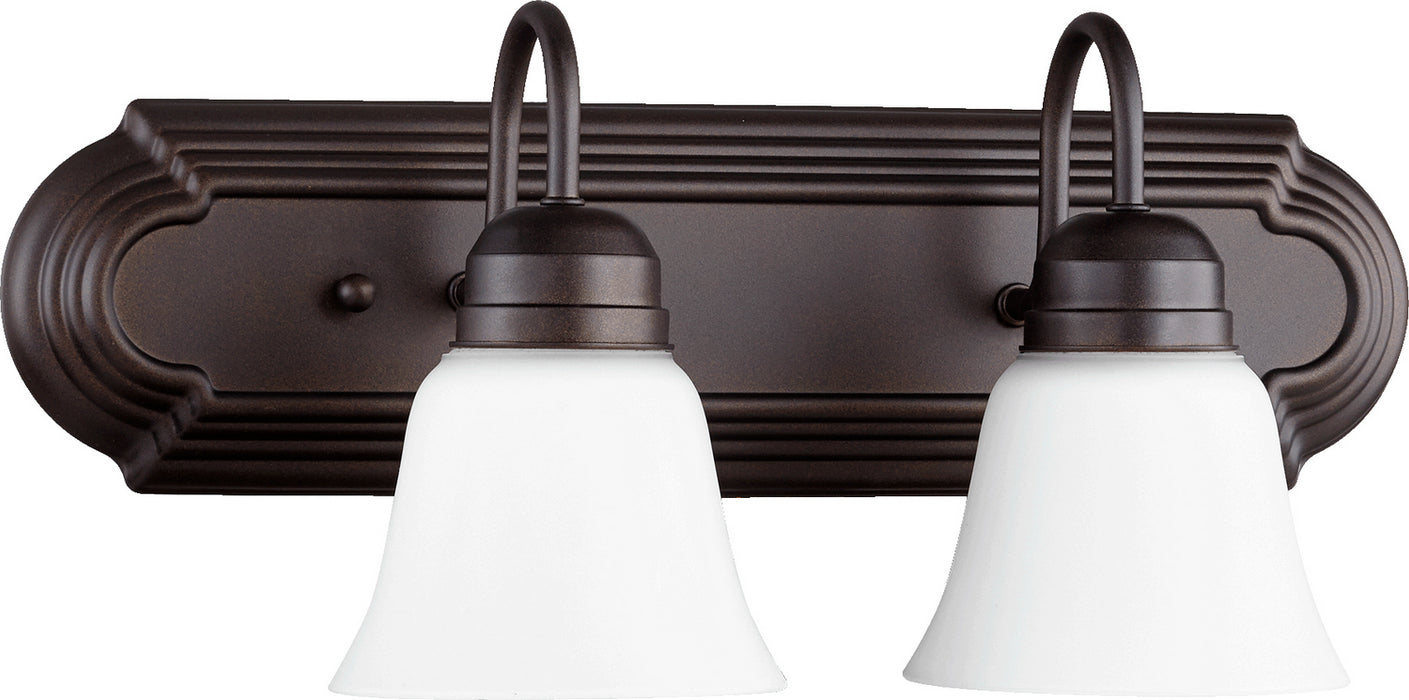 Quorum 5094-2-86 Two Light Vanity, Oiled Bronze w/ Satin Opal