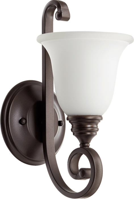 Quorum 5454-1-186 One Light Wall Mount, Oiled Bronze w/ Satin Opal