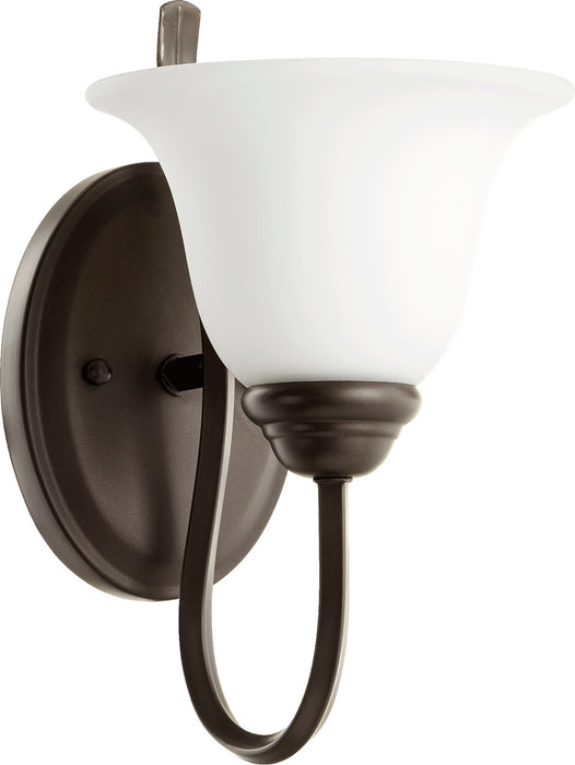 Quorum 5510-1-186 One Light Wall Mount, Oiled Bronze w/ Satin Opal