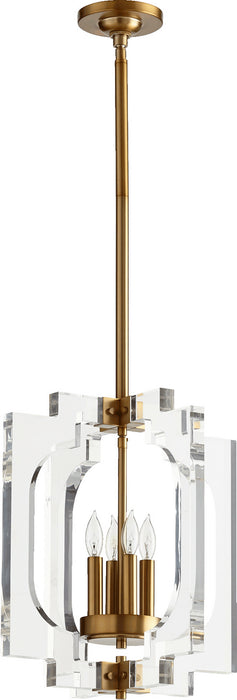 Quorum 605-4-80 Four Light Pendant, Aged Brass