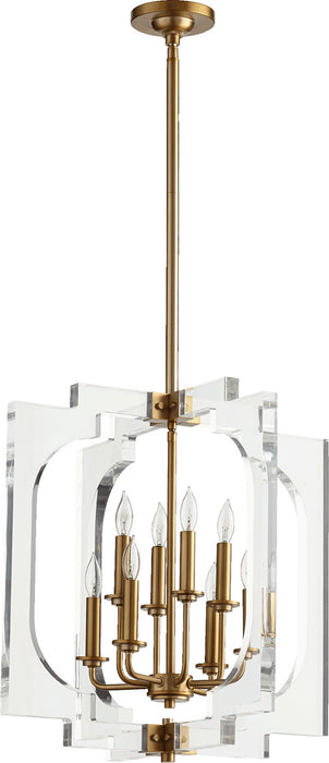 Quorum 605-8-80 Eight Light Pendant, Aged Brass