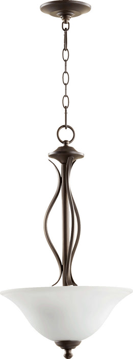 Quorum 8110-3-186 Three Light Pendant, Oiled Bronze w/ Satin Opal