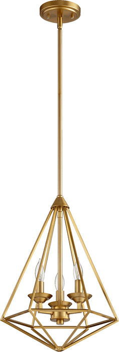 Quorum 8311-3-80 Three Light Pendant, Aged Brass