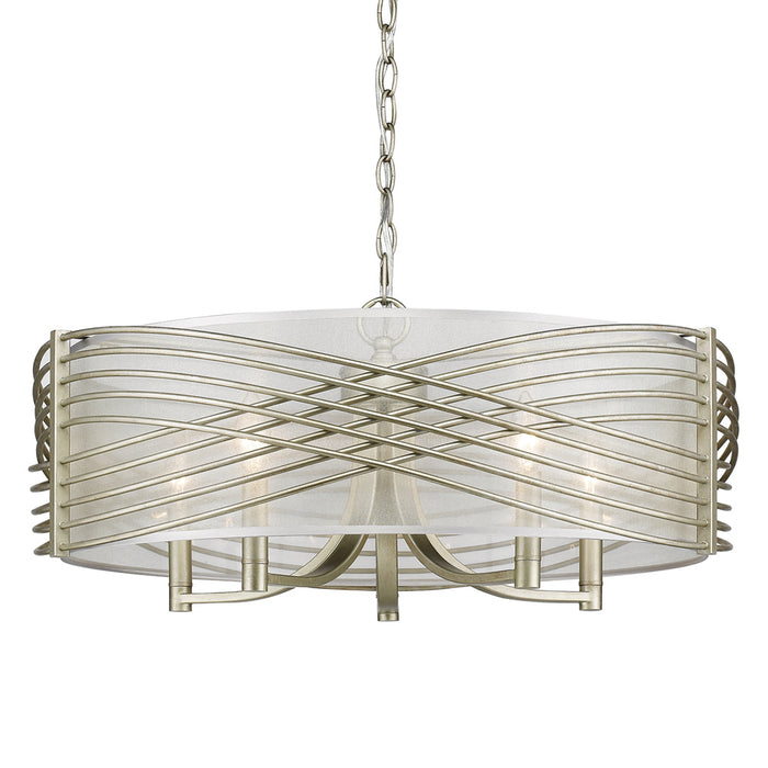 Golden 5516-5 WG-SHR Five Light Chandelier, White Gold