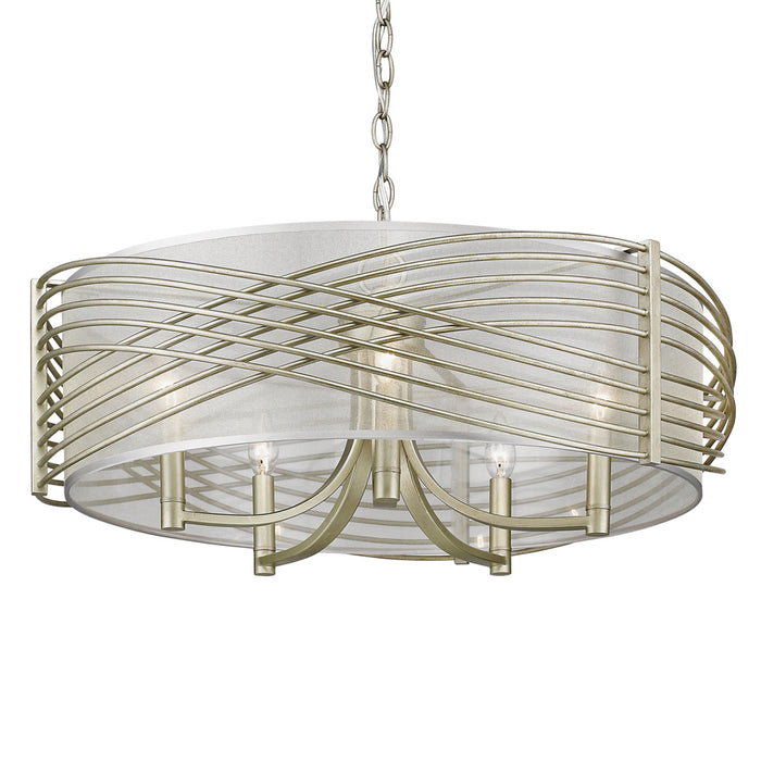 Golden 5516-5 WG-SHR Five Light Chandelier, White Gold