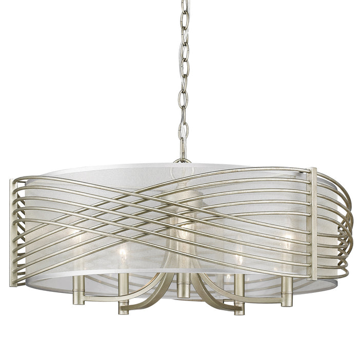 Golden 5516-5 WG-SHR Five Light Chandelier, White Gold